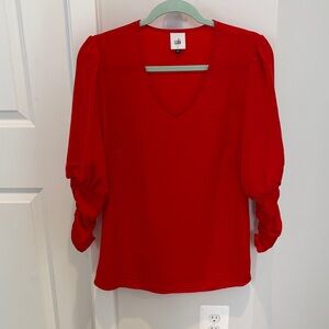 CAbi Bold Red V-Neck Blouse